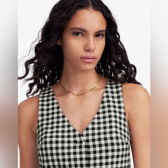 NWT MADEWELL V-Neck Mini Vest Dress in Gingham - Picture 5 of 7